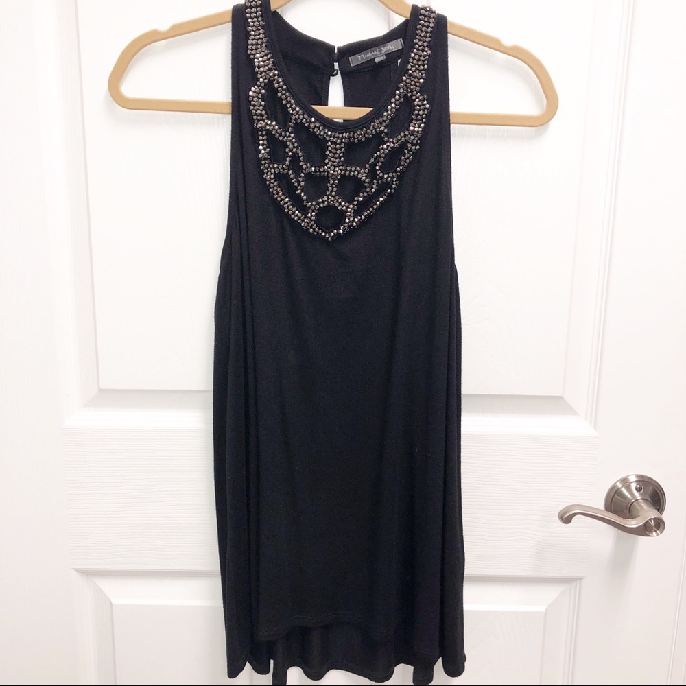⭐️ MICHAEL STARS ⭐️ Embellished black jersey tank